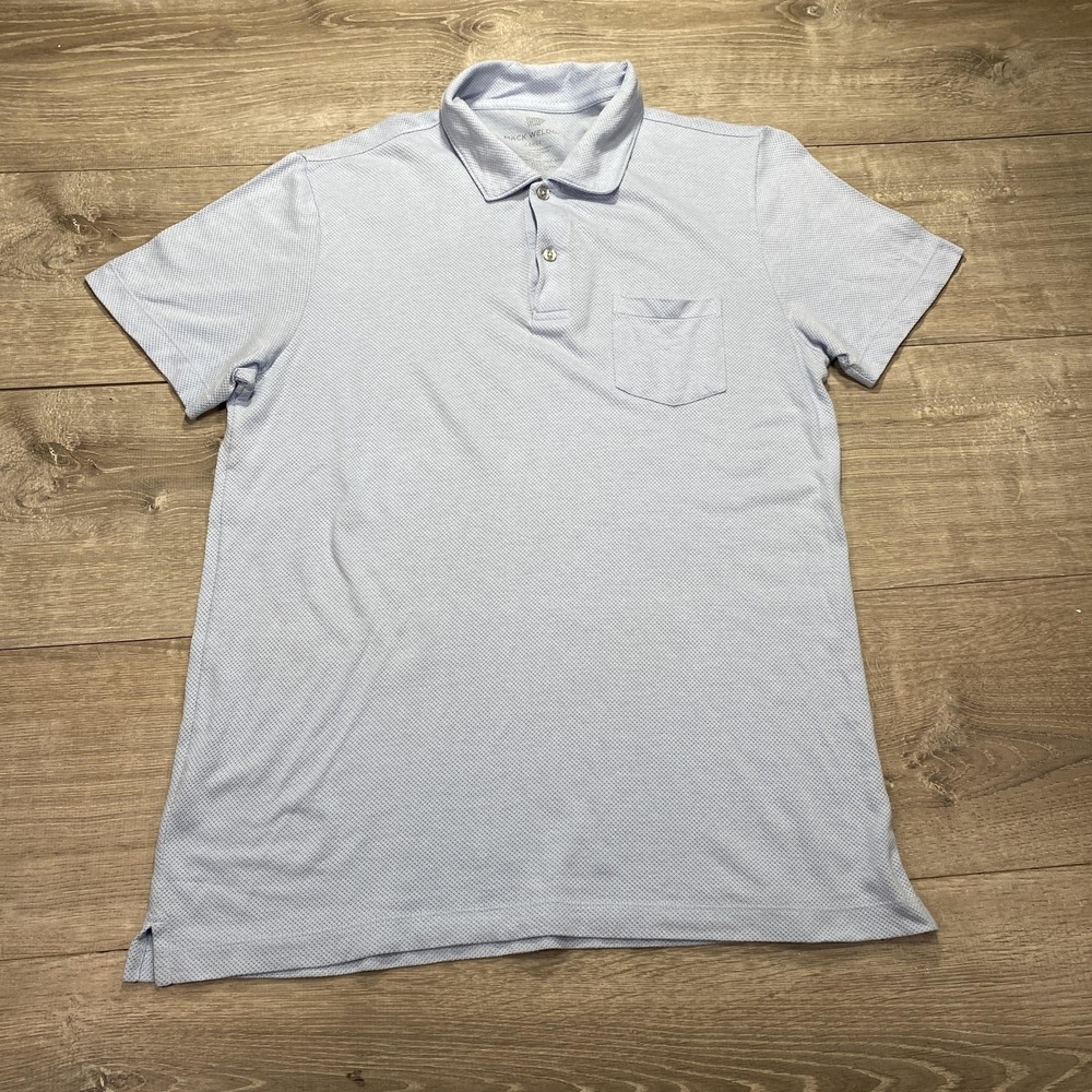 Mack Weldon Polo Shirt Mens Large‎ Light Blue Dryknit Performance Golf Pocket